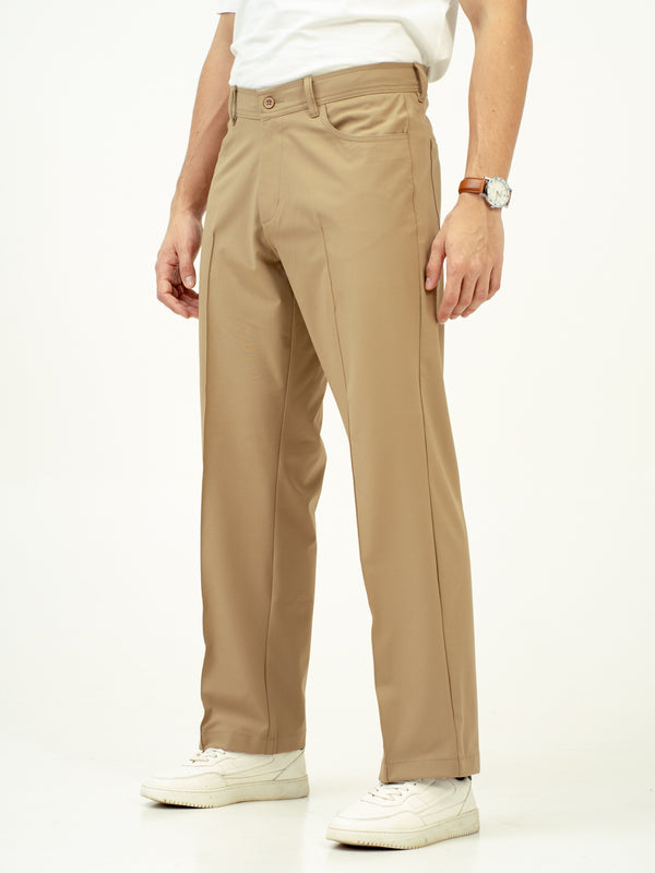 Pecan Khaki Relaxed Fit Pintuck Pants