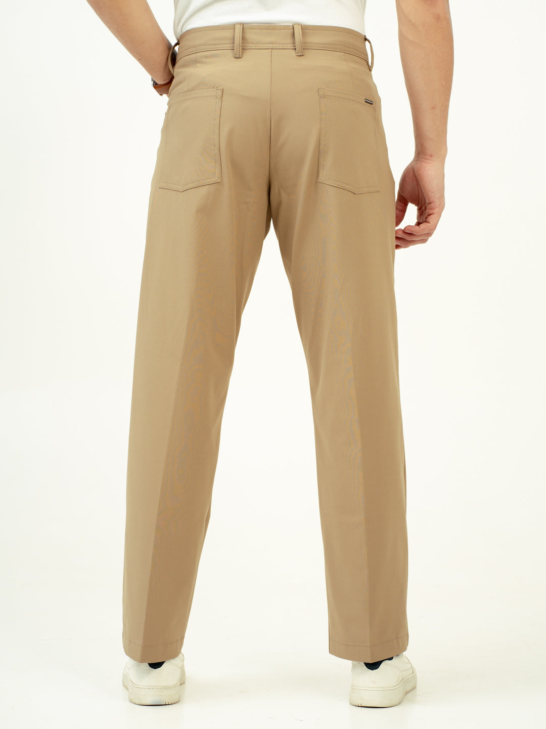 Pecan Khaki Relaxed Fit Pintuck Pants