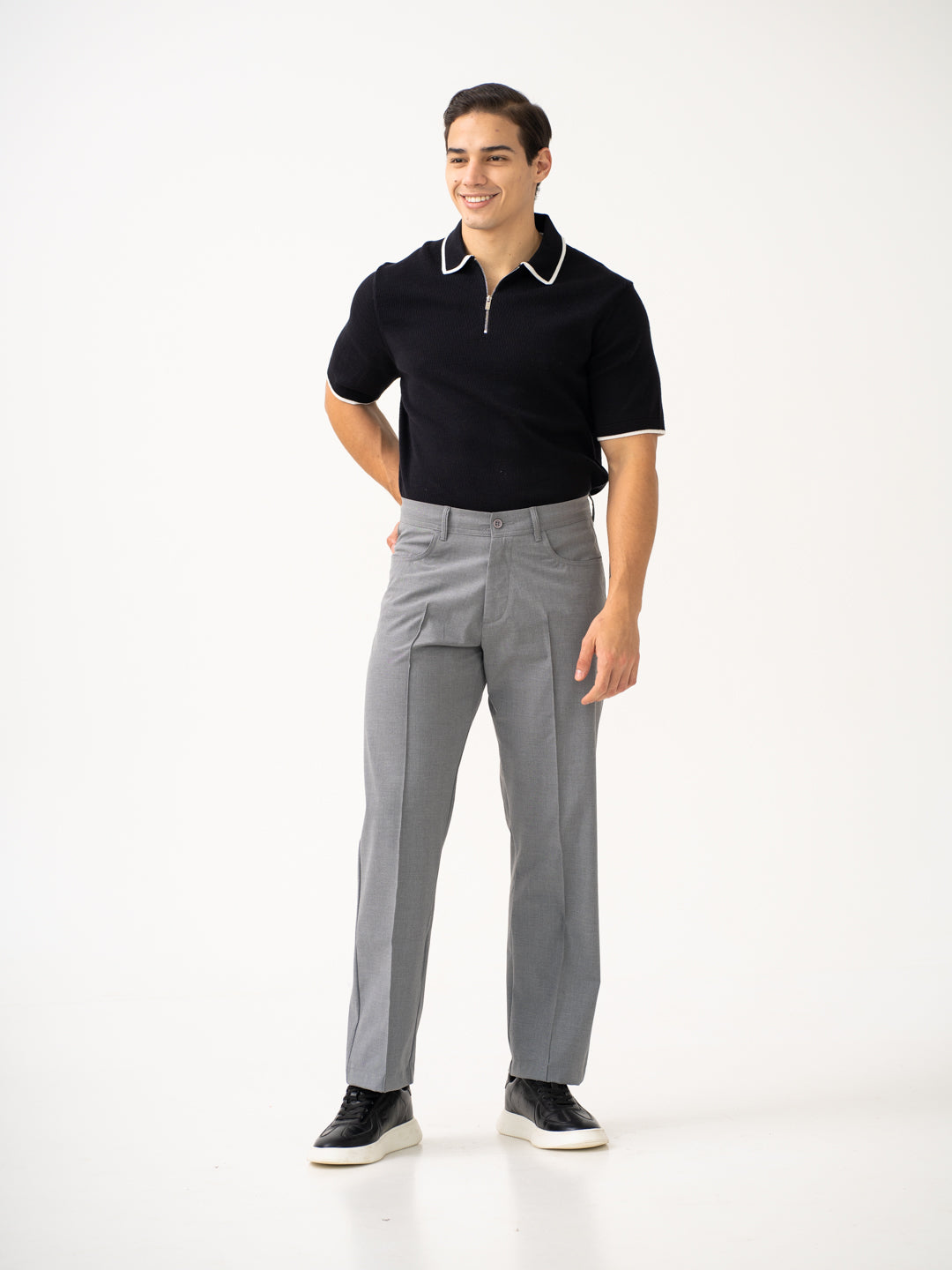 Haze Grey Relaxed Fit Korean Pintuck Pants