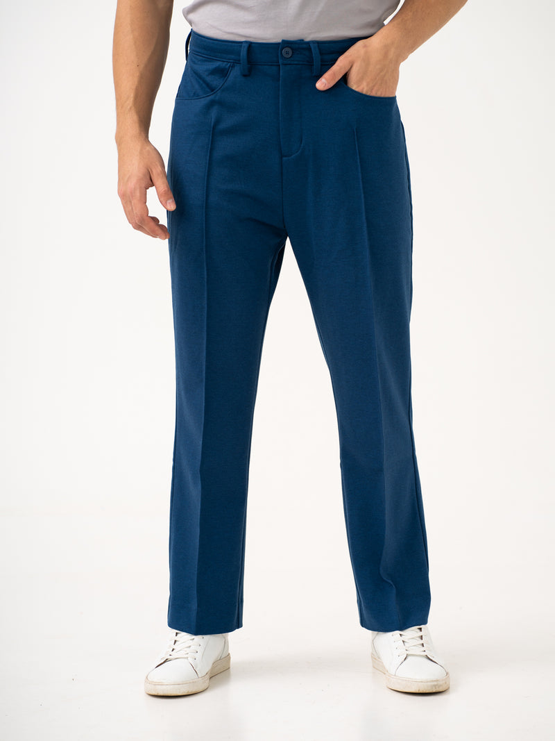 Lake Navy Relaxed Fit Korean Pintuck Pants