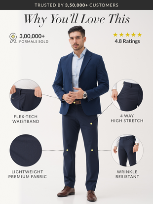 Daily Navy Relaxed Fit Stretch Formal Pants