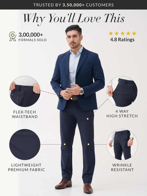 Daily Navy Relaxed Fit Stretch Formal Pants