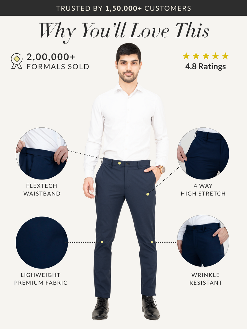 Daily Navy Slim Fit Stretch Formal Pants