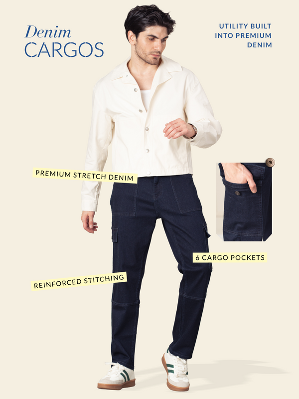Depth Blue Relaxed Fit Denim Cargos