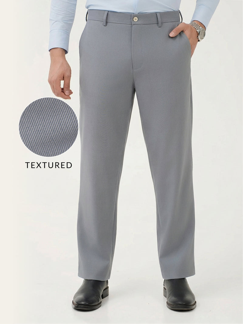 Equinox Grey Luxury Twill Relaxed Fit Stretch Formal Pants