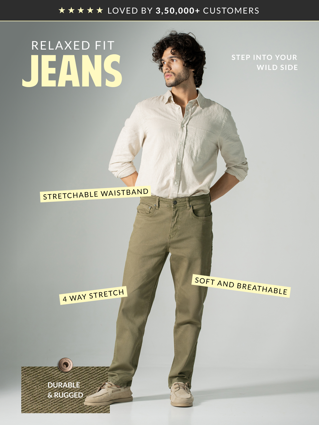 Eucalyptus Olive Relaxed Fit Jeans
