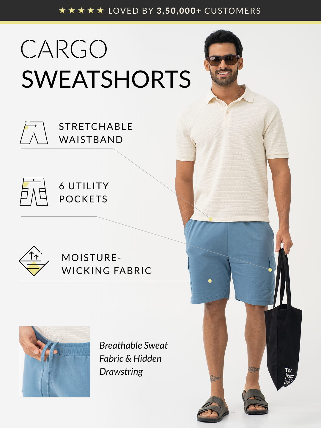 Flip Blue Relaxed Fit Cargo Sweatshorts