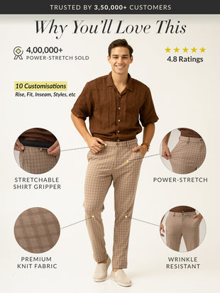 Fox Khaki Window Checks Power-Stretch Pants