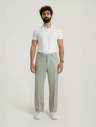 Korean Green Relaxed Fit Pintuck Pants