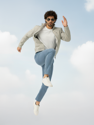 Tidal Blue Melange Power Stretch Slim Fit Pants