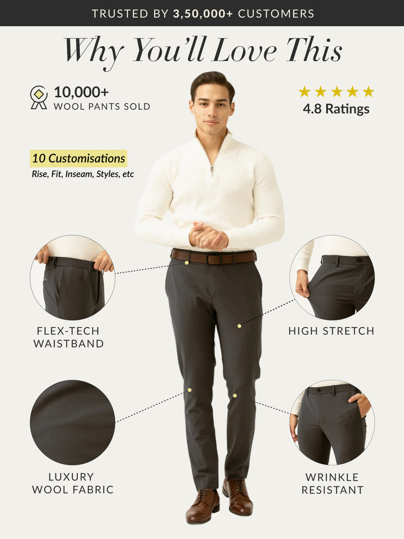 Geneva Grey Luxury Merino Wool Pants