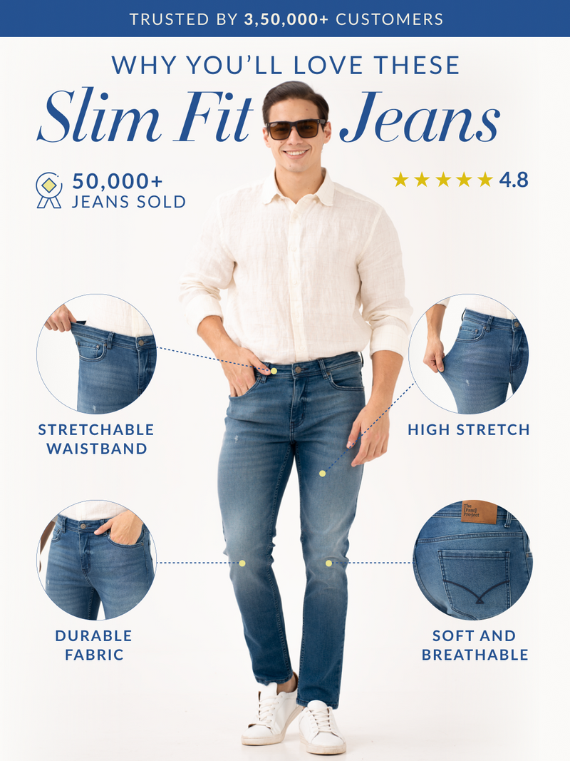 Glacier Blue Damaged Slim Fit Jeans