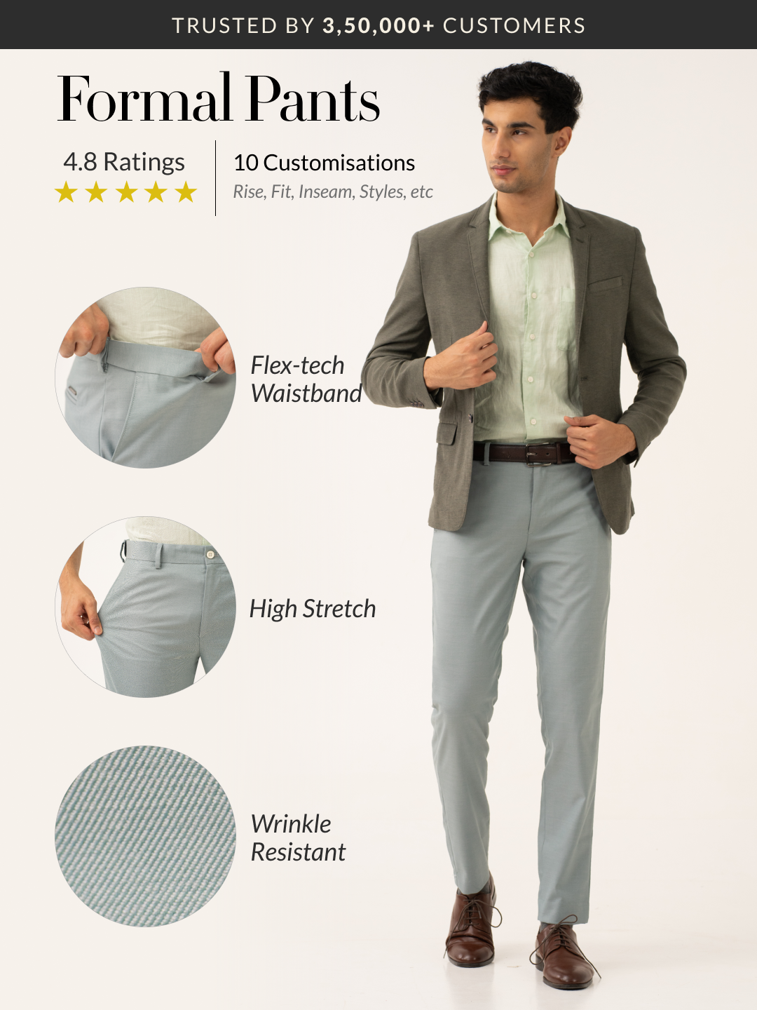 Glazed Teal Twill Stretch Formal Pants