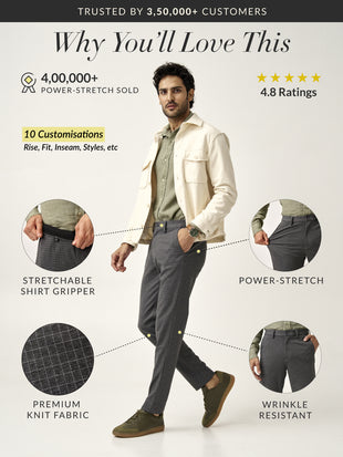 Grey Checks Power-Stretch Pants