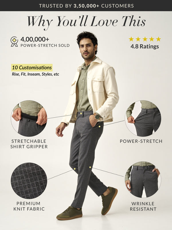 Grey Checks Power-Stretch Pants