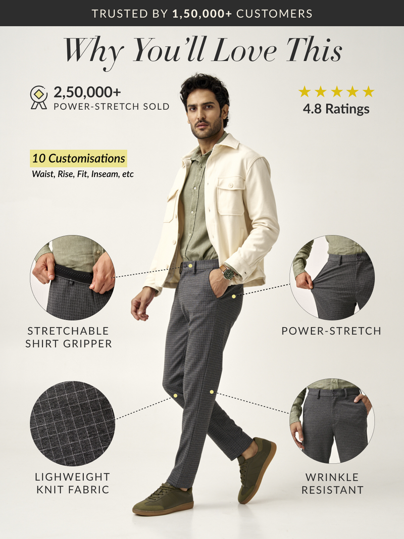 Grey Checks Power-Stretch Pants