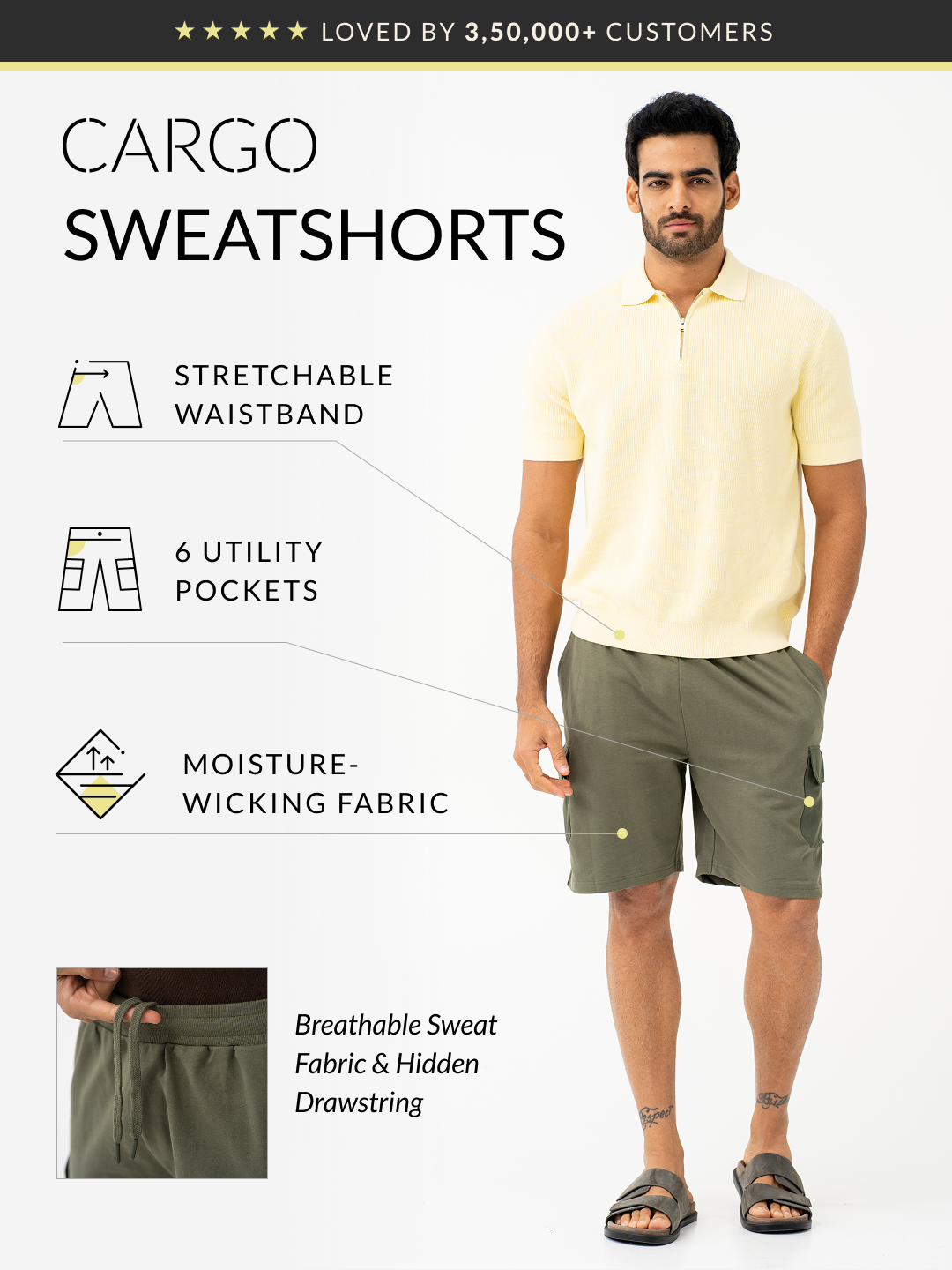 Grover Olive Relaxed Fit Cargo Sweatshorts