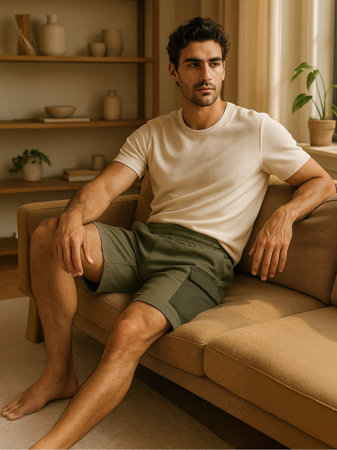 Grover Olive Relaxed Fit Cargo Sweatshorts