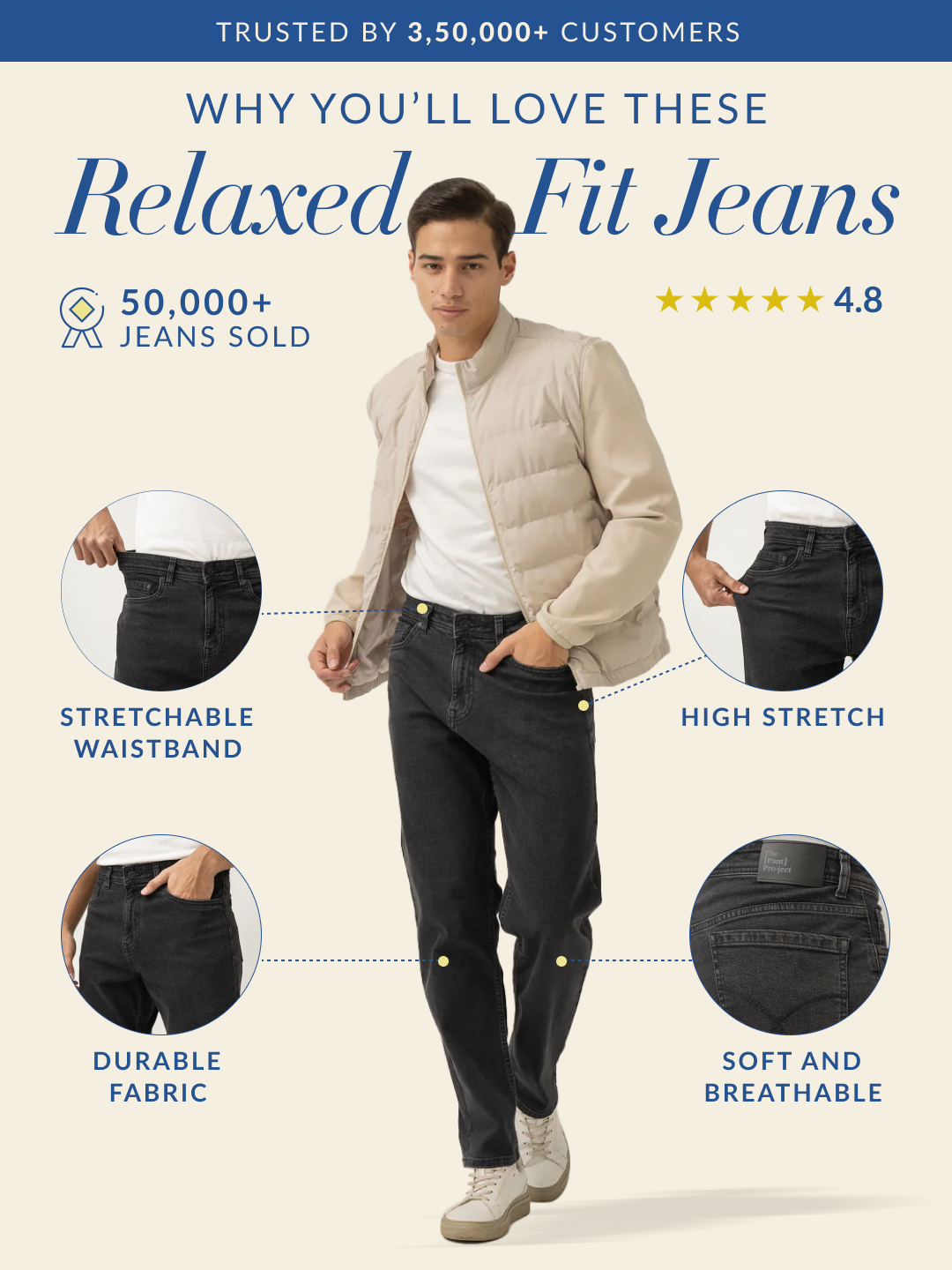 Grunge Grey Relaxed Fit Jeans