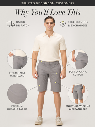 Gustav Grey Stretch Chino Shorts