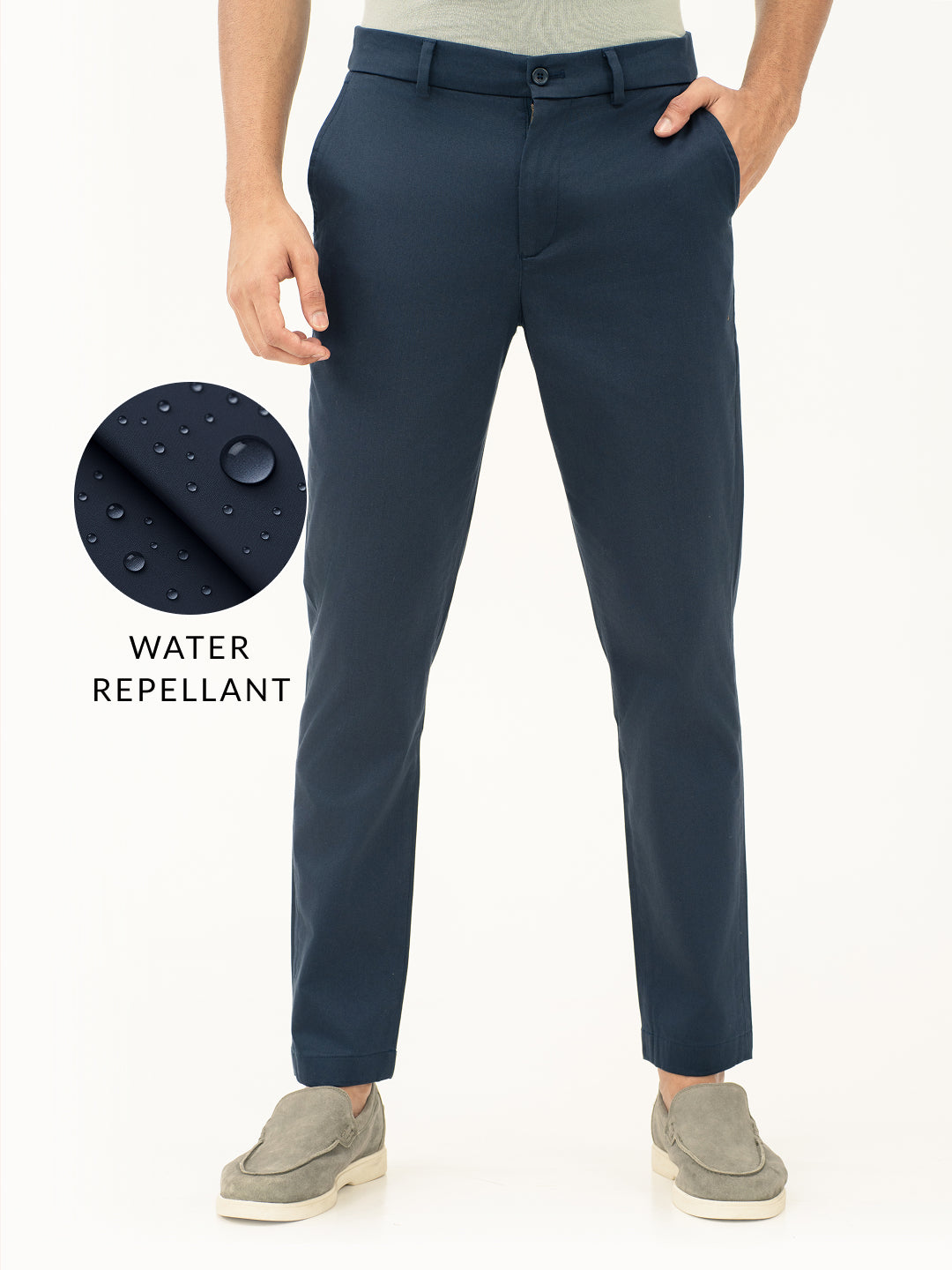 Hydrohalt Navy Water Repellent Slim Fit Stretch Chinos