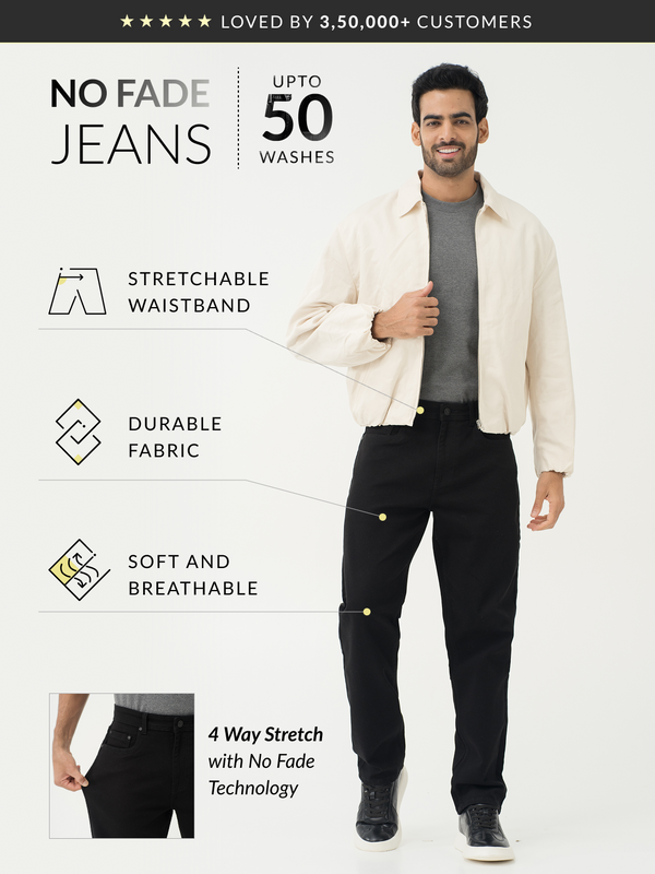 Inklock Black No Fade Relaxed Fit Jeans