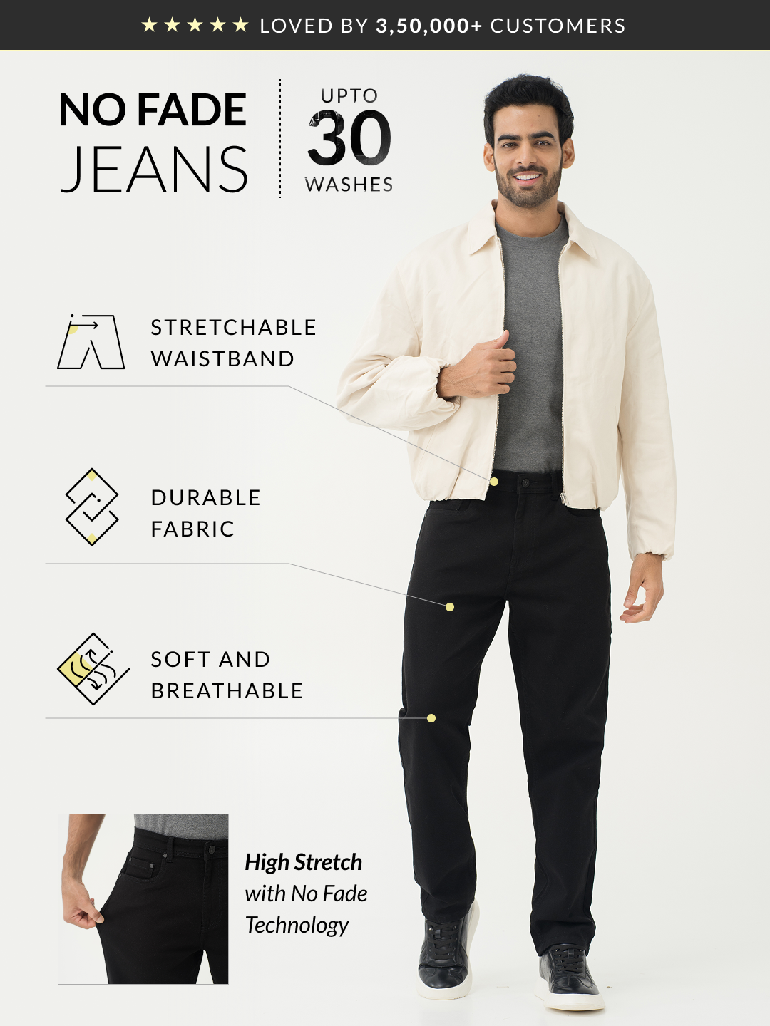 Inklock Black No Fade Jeans - Relaxed Fit