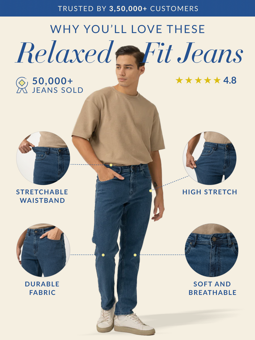 Buy Light Blue Relaxed Fit Jeans Online In India