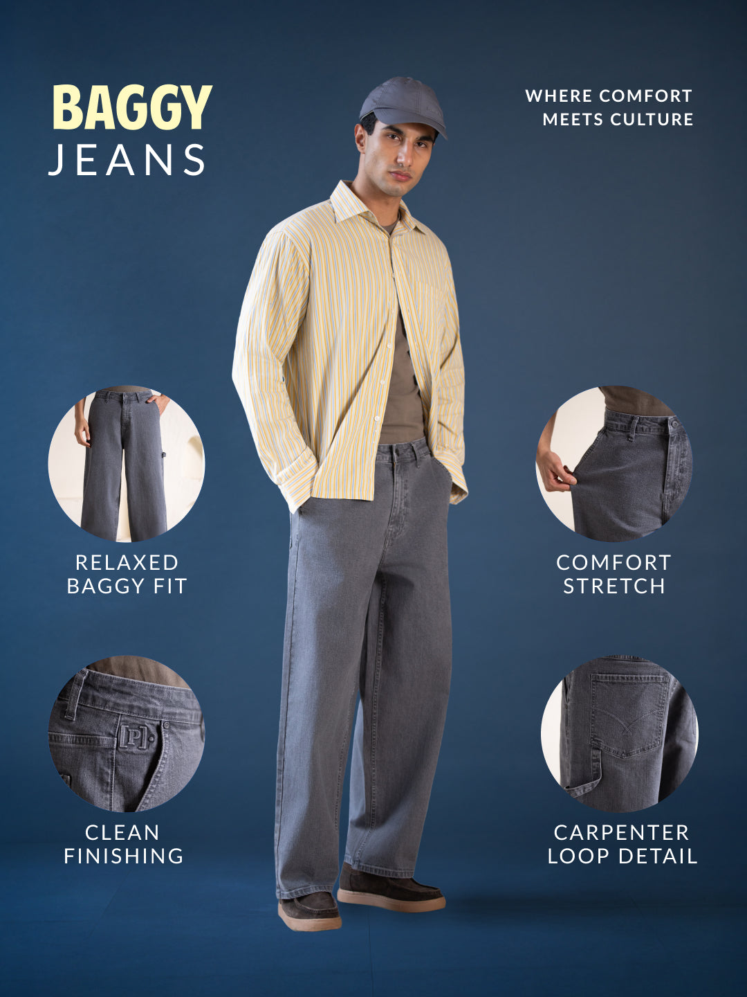 Concrete Grey Baggy Fit Jeans