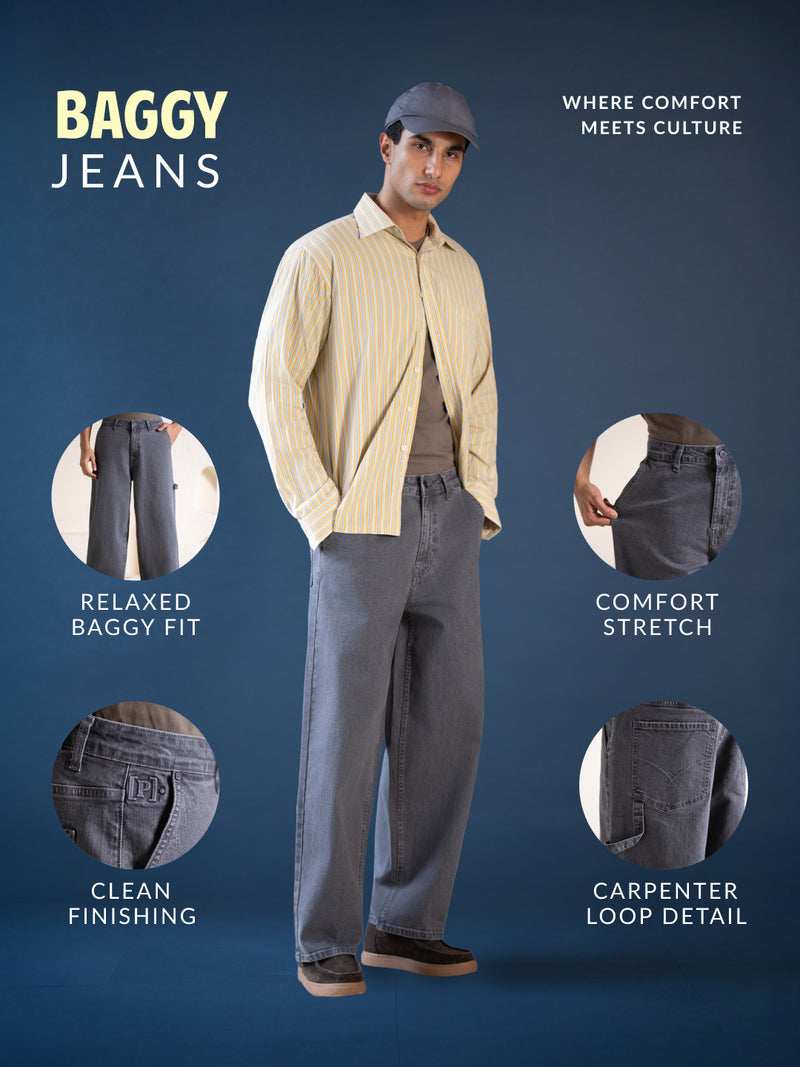 Concrete Grey Baggy Fit Jeans