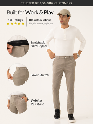 Jupiter Brown Houndstooth Power-Stretch Pants
