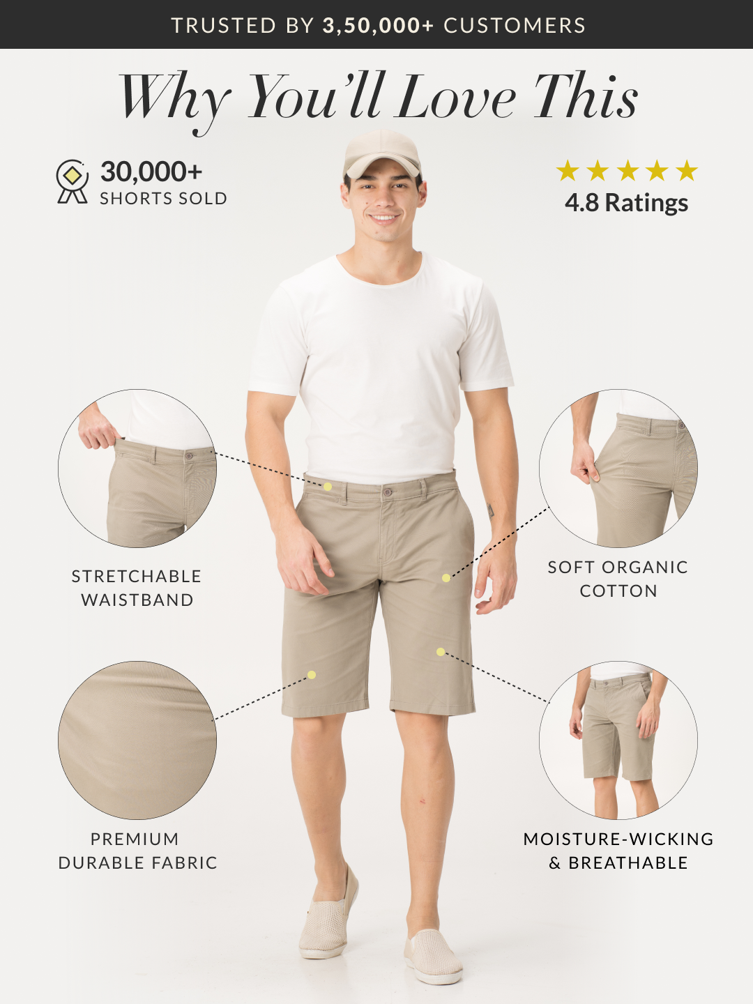 Klimt Khaki Stretch Chino Shorts