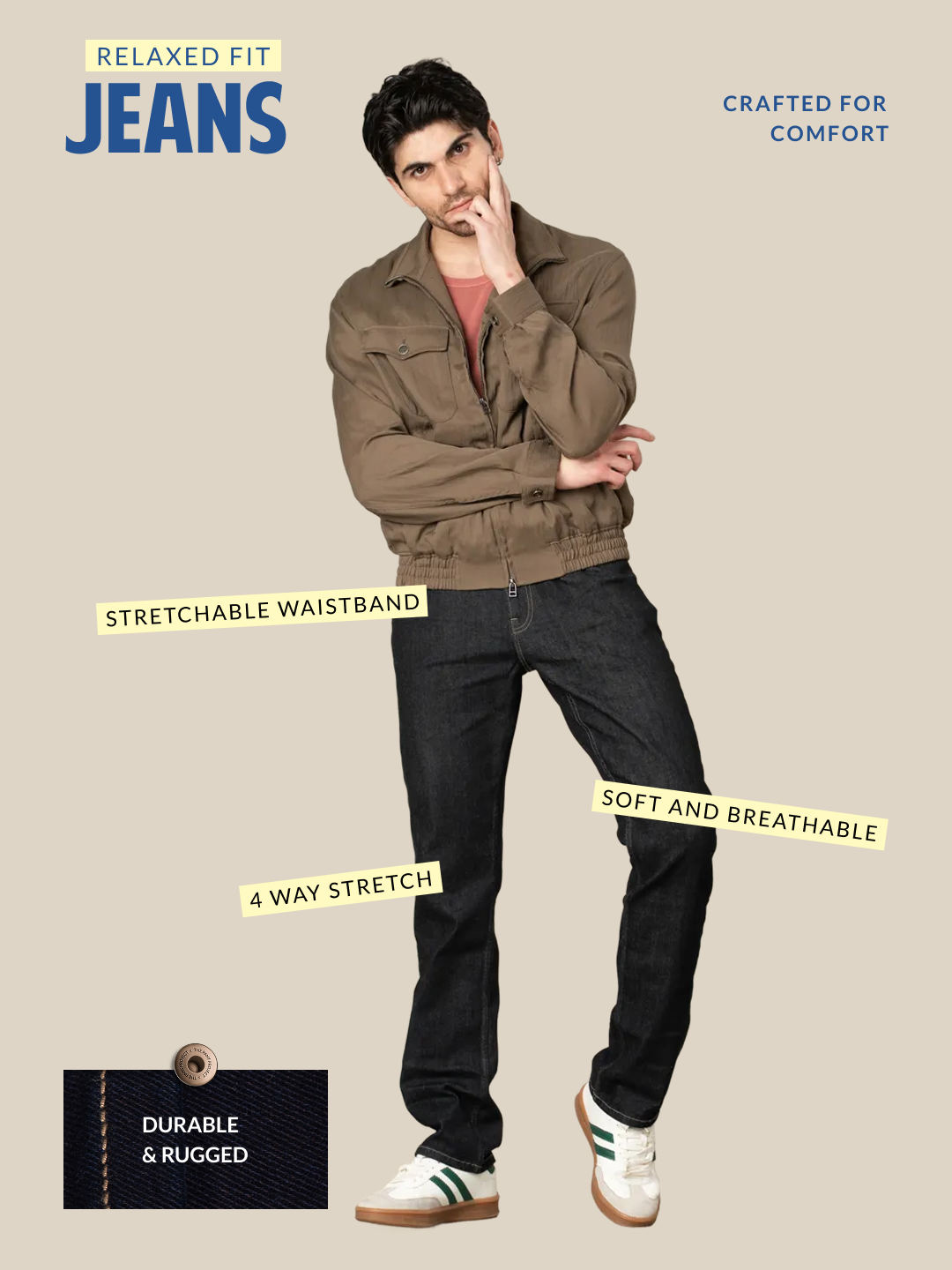 Kobe Blue Grey Luxury Relaxed Fit Jeans