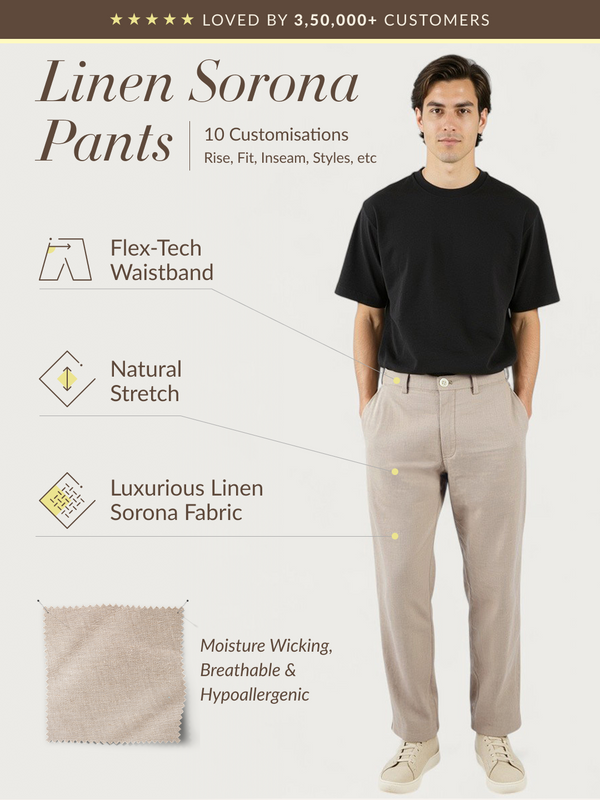Leaflight Beige Linen Sorona Pants