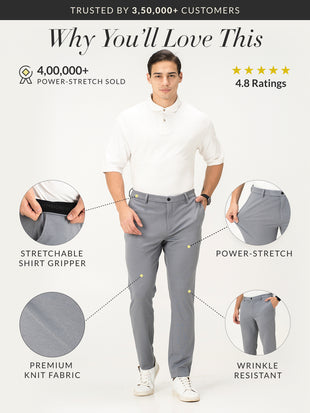 Light Grey Slim Fit Power Stretch Pants