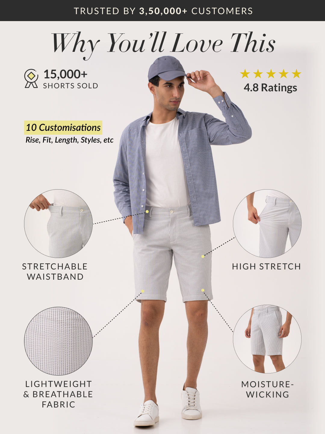 Luna Grey Stripes Seersucker Chino Shorts