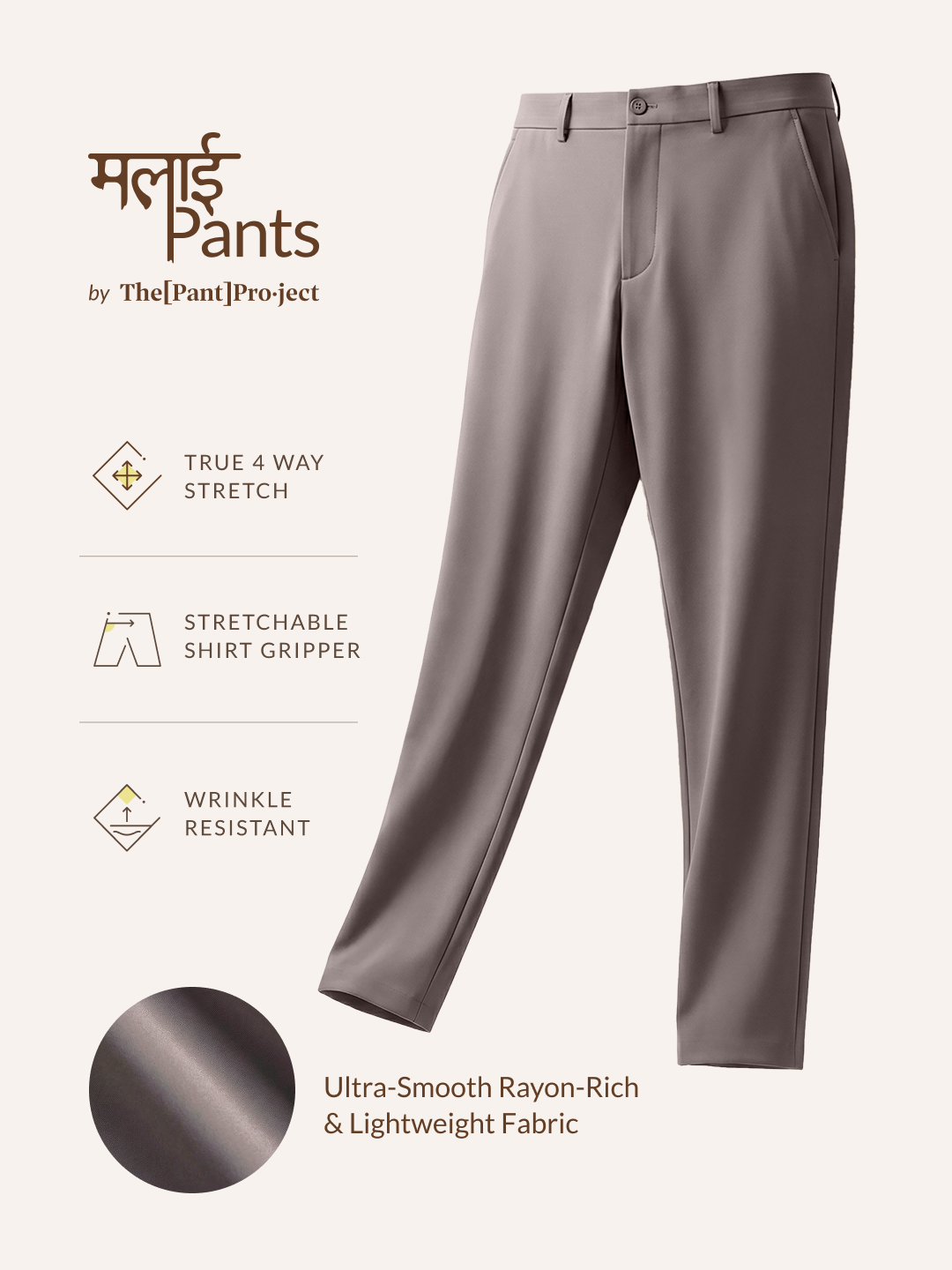Malai Dark Grey Soft-touch Slim Fit Power Stretch Pants