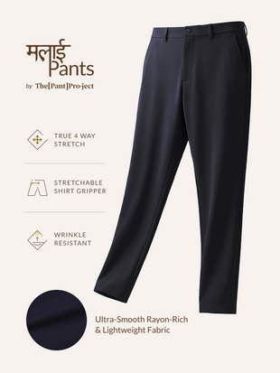 Malai Navy Soft-touch Slim Fit Power Stretch Pants