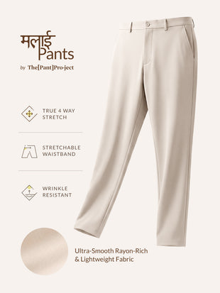 Malai Cream Soft-touch Slim Fit Power Stretch Pants