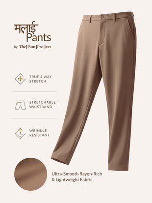 Malai Khaki Soft-touch Slim Fit Power Stretch Pants