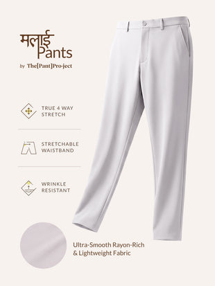 Malai Light Grey Soft-touch Slim Fit Power Stretch Pants