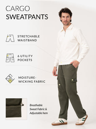 March Olive Relaxed Fit Cargo Sweatpants