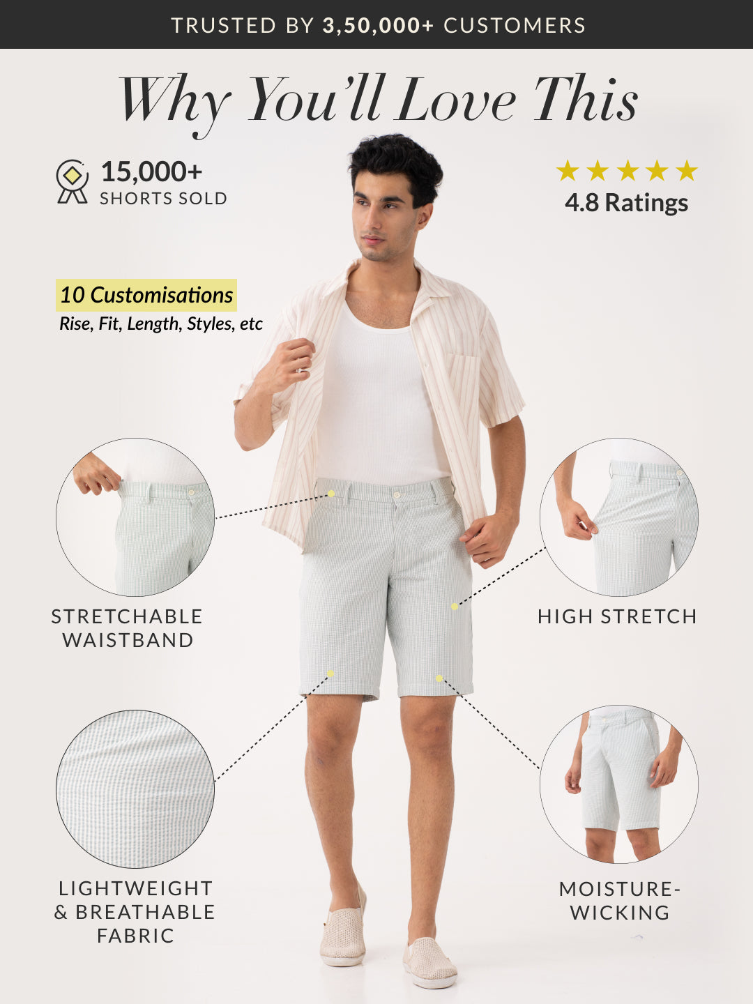 Meadow Green Stripes Seersucker Chino Shorts