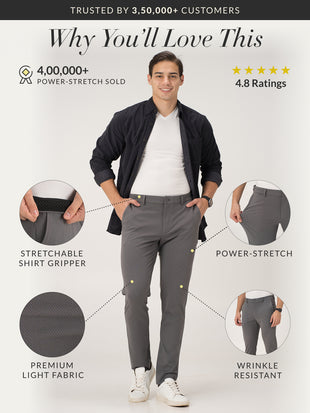 Mercury Grey Slim Fit Lightweight Power Stretch Pants