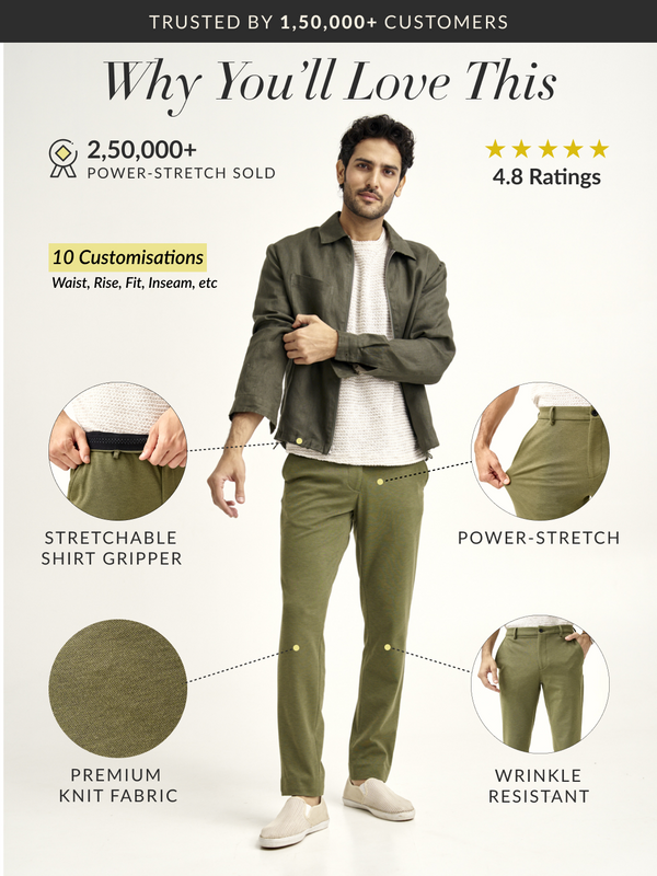 Military Green Power-Stretch Pants