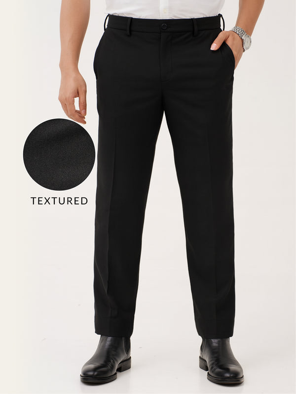 Monolith Black Luxury Twill Relaxed Fit Stretch Formal Pants