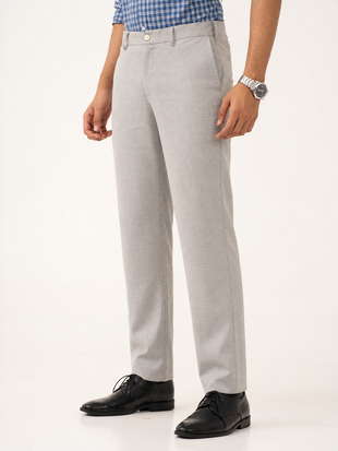 Ion Grey Checks Slim Fit Stretch Formal Pants