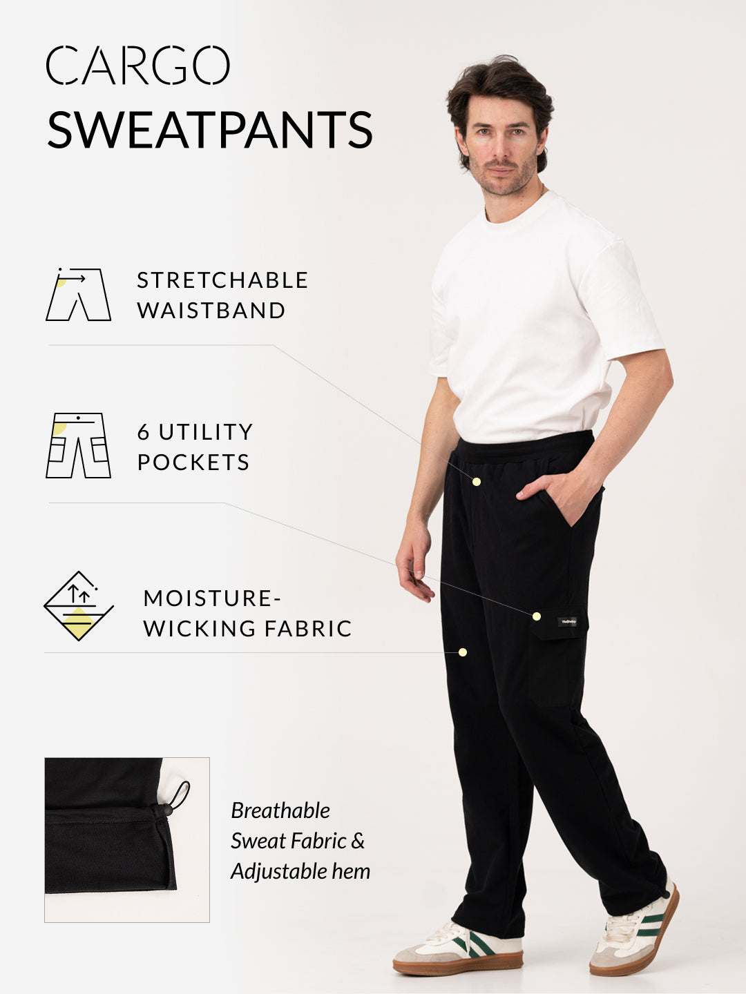 Motion Black Relaxed Fit Cargo Sweatpants