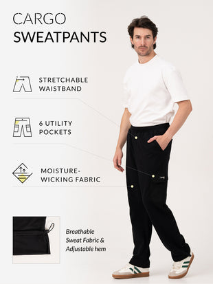 Motion Black Relaxed Fit Cargo Sweatpants