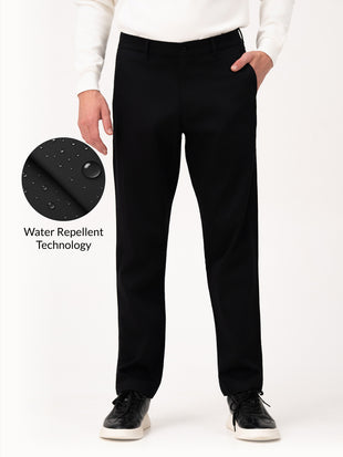 Noctara Black Relaxed Fit Stretch Chinos for Men